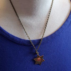 18" Bronze Tone Cloisonne Star Flower Necklace